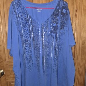 Catherines Blue Star Pattern Women's Top